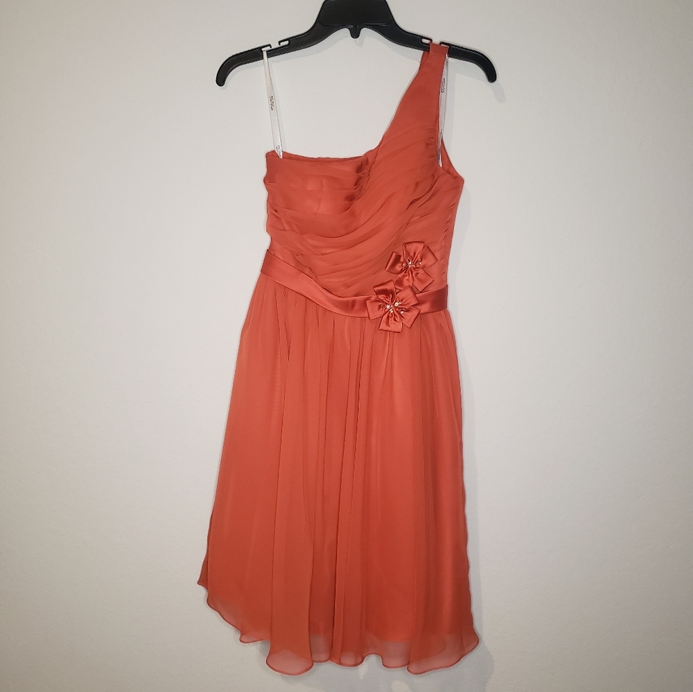 Burnt orange bridesmaid dress
